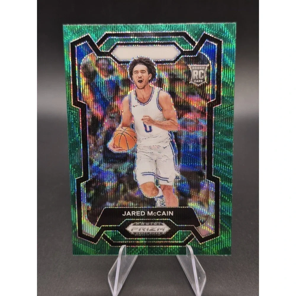 2024 Panini Jared McCain 35 Rookie Green Wave Prizm Duke Blue Devils RC